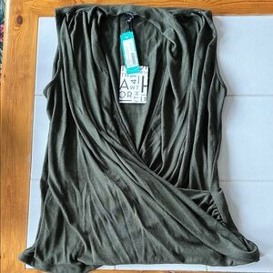 Olive Green Sleeveless Drape Top
